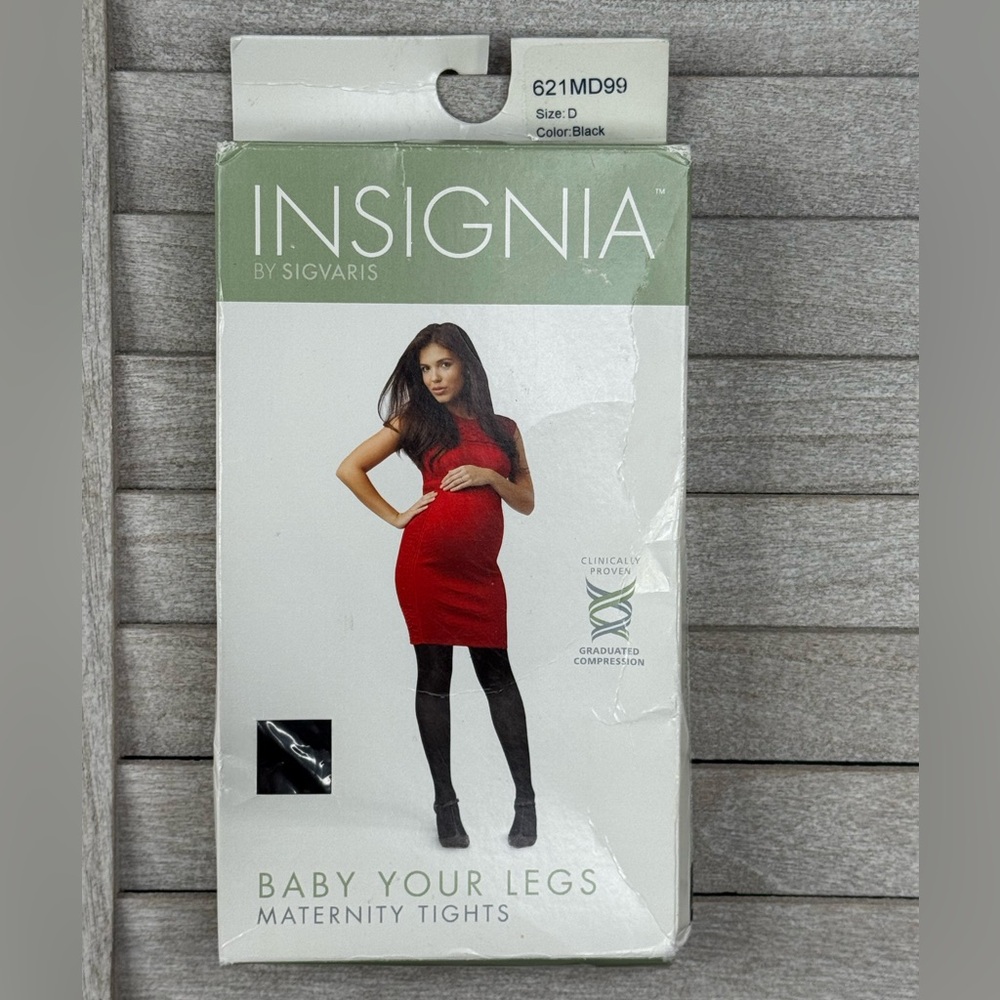 INSIGNIA (by Sigvaris) Women's Black Maternity Tights-Size D